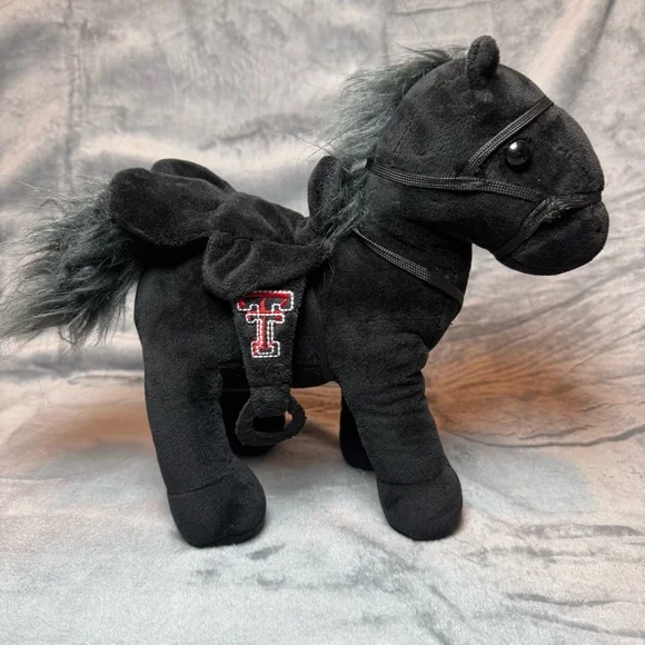 Texas Tech Red Raiders Black Plush Horse with Embroidered Logo - Picture 2 of 5